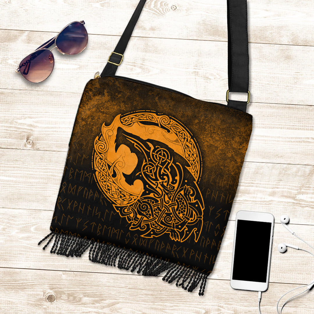 viking-crossbody-boho-handbag-fenrir-viking-3d-tattoo-gold-version-crossbody-boho-handbag