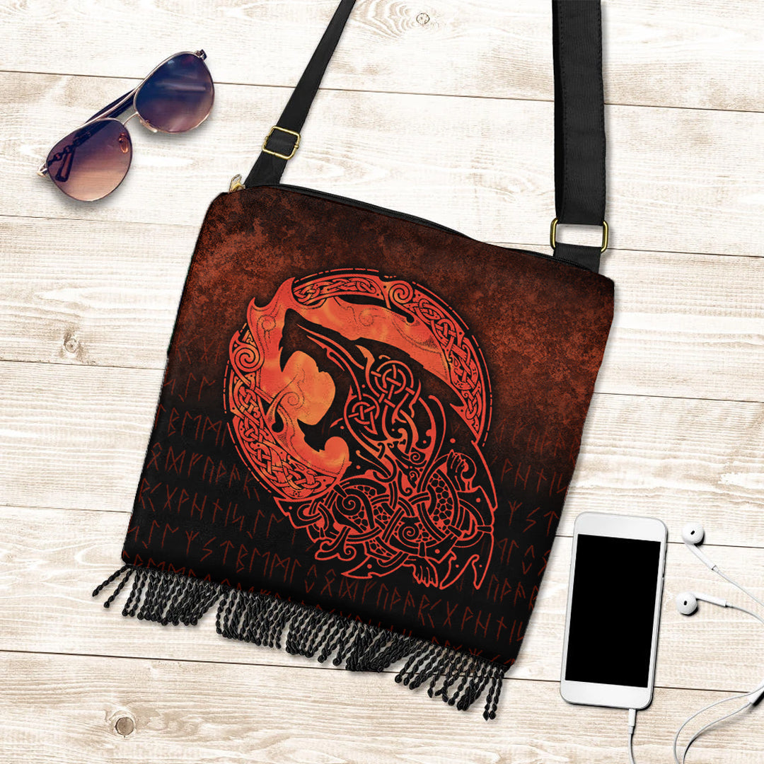 viking-crossbody-boho-handbag-fenrir-viking-3d-tattoo-orange-version-crossbody-boho-handbag