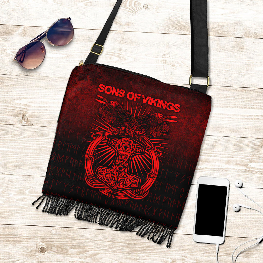 viking-crossbody-boho-handbag-vikings-ravens-mjolnir-red-version-crossbody-boho-handbag