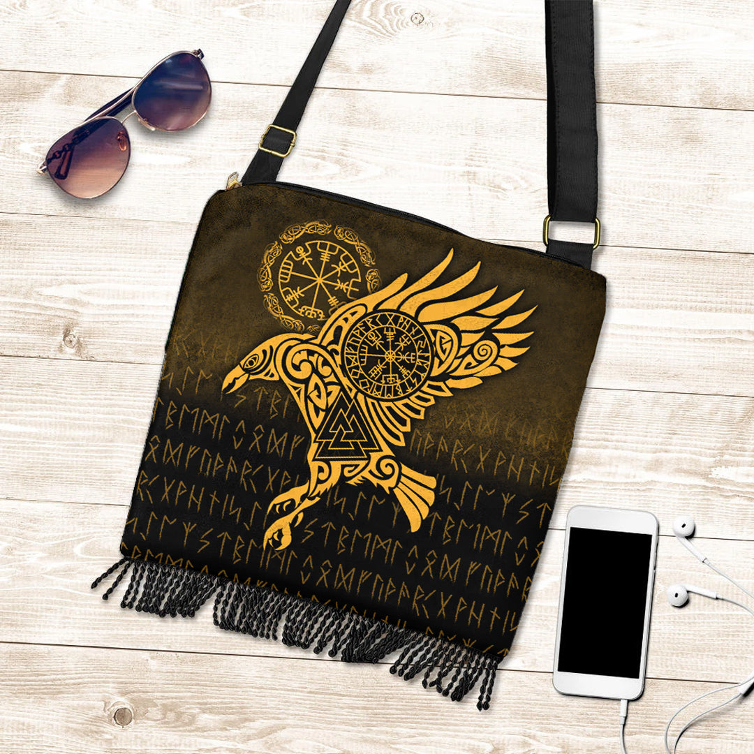 viking-crossbody-boho-handbag-raven-vegvisir-tattoo-gold-version-crossbody-boho-handbag