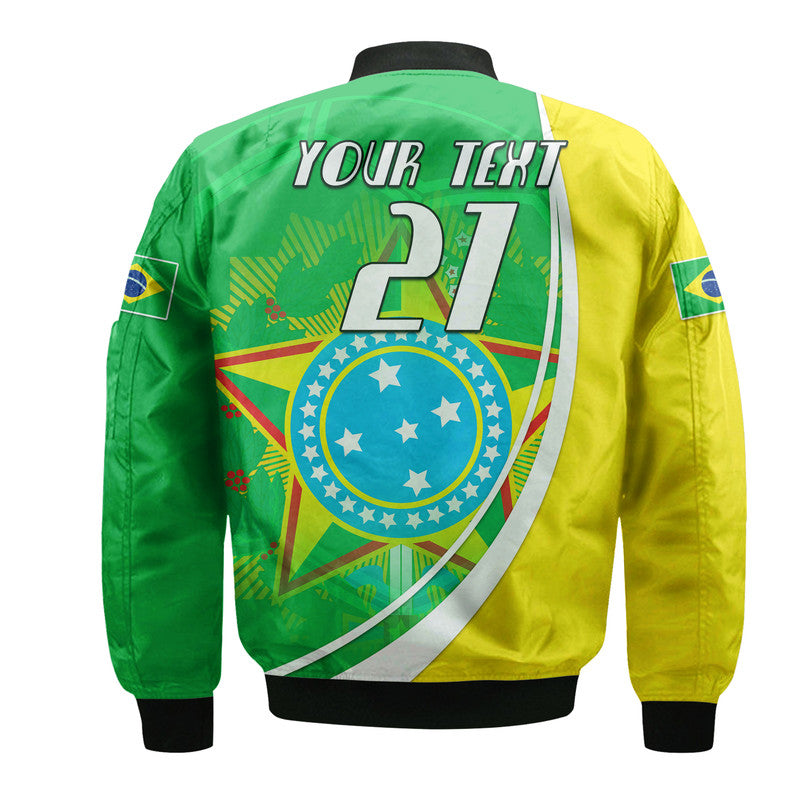 Green and yellow bomber jacket back with YOUR TEXT and number 27 crest