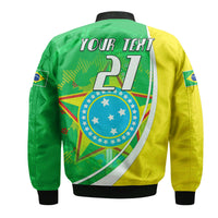Green and yellow bomber jacket back with YOUR TEXT and number 27 crest
