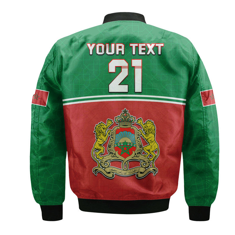 (Custom Personalised) Morocco Football Geometric Halftone Pattern Bomber Jacket LT9 - Wonder Print Shop