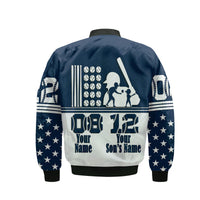 (Custom Personalised) Fathers Day - America Dad and Son Baseball Player Bomber Jacket - Blue No.1 LT9 - Wonder Print Shop