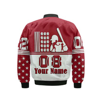 (Custom Personalised) Fathers Day - America Dad and Son Baseball Player Bomber Jacket - Red No.2 LT9 - Wonder Print Shop