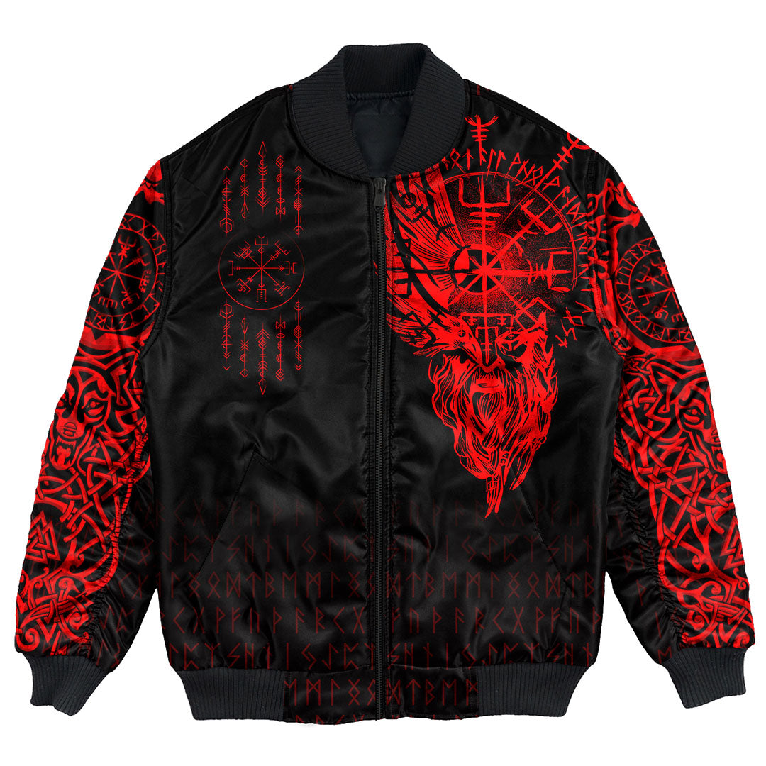 Viking Clothing Viking Compass Vegvisir Tattoo Red Version Bomber Jackets RLT12 - Wonder Print Shop