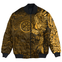 Viking Clothing Vegvisir With Raven Viking Compass Gold Version Bomber Jackets RLT12 - Wonder Print Shop