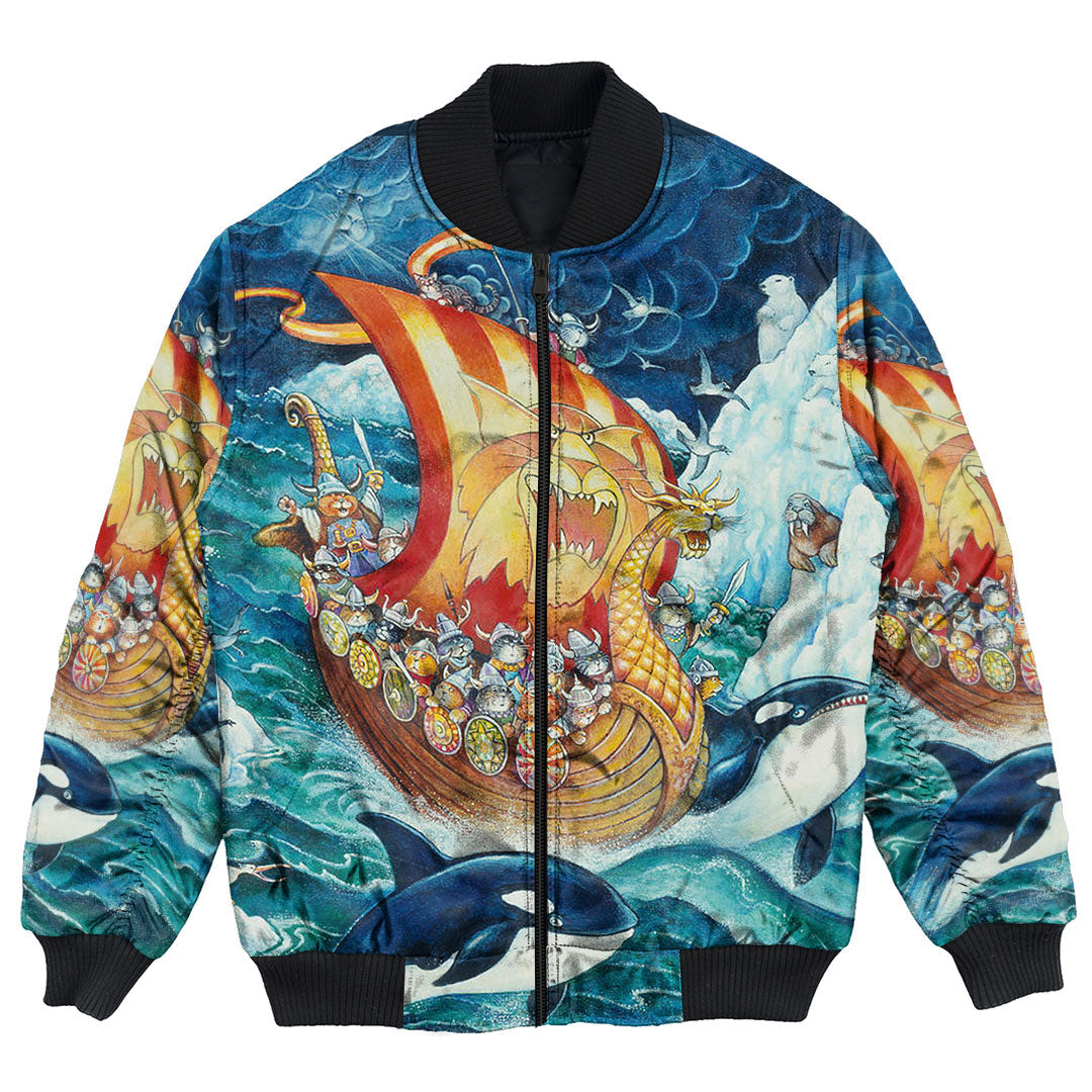 Viking Clothing Vikings Cat Drakkar Warship Bomber Jackets RLT12 - Wonder Print Shop