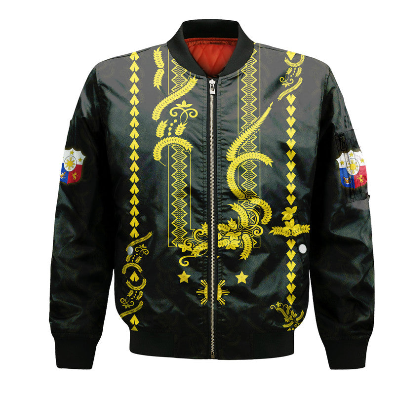 Philippines Bomber Jacket Pechera With Side Barong Patterns LT9 - Wonder Print Shop