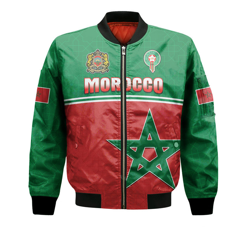(Custom Personalised) Morocco Football Geometric Halftone Pattern Bomber Jacket LT9 - Wonder Print Shop