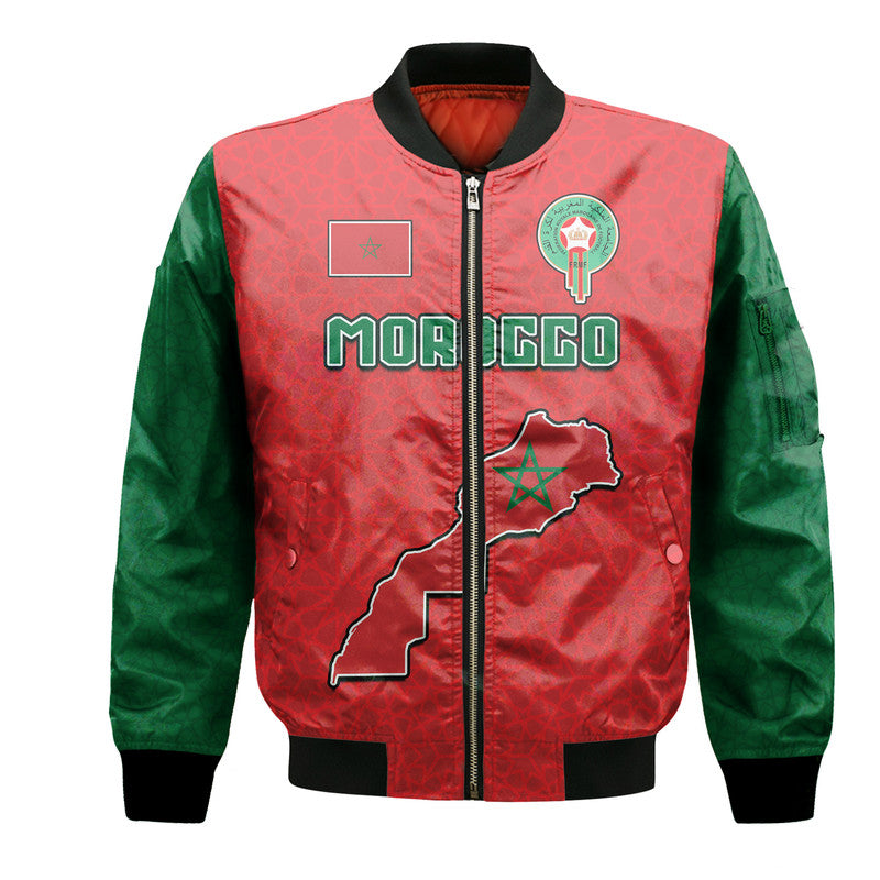 Morocco Football Mixed Flag Map Style Bomber Jacket LT9 - Wonder Print Shop