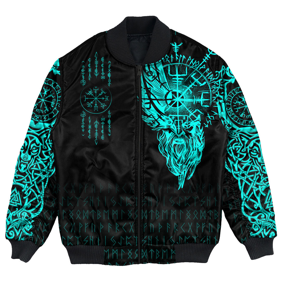Viking Clothing Viking Compass Vegvisir Tattoo Cyan Version Bomber Jackets RLT12 - Wonder Print Shop