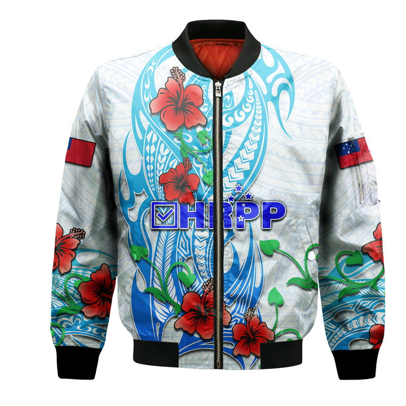 (Custom Personalised) Special Samoa HRPP Party Bomber Jacket Tribal Samoan Hibiscus Design LT9 - Wonder Print Shop