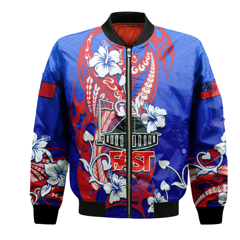 (Custom Personalised) Special Samoa FAST Party Bomber Jacket Tribal Samoan Hibiscus Design LT9 - Wonder Print Shop