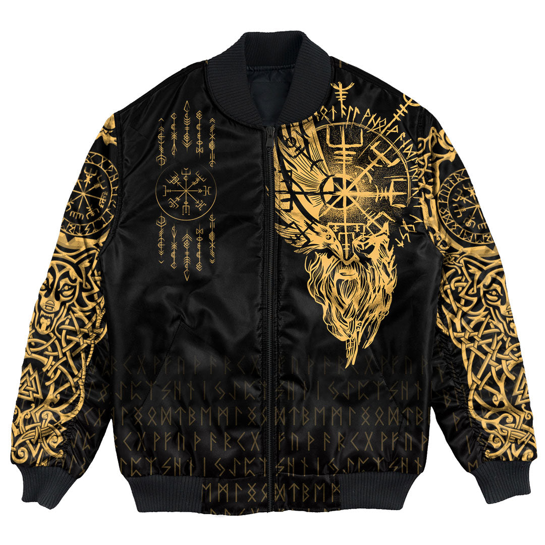 Viking Clothing Viking Compass Vegvisir Tattoo Gold Version Bomber Jackets RLT12 - Wonder Print Shop