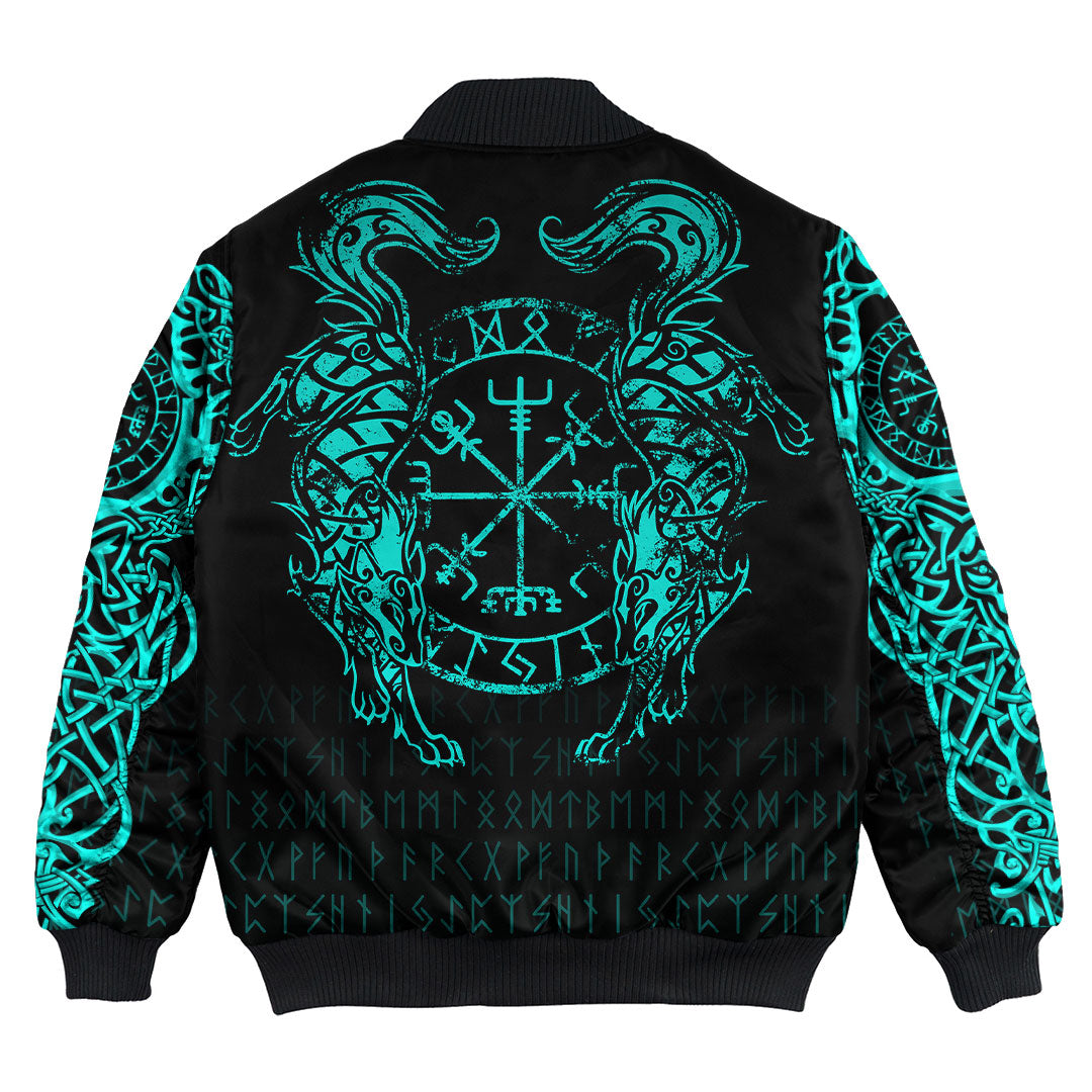 Viking Clothing Viking Compass Vegvisir Tattoo Cyan Version Bomber Jackets RLT12 - Wonder Print Shop