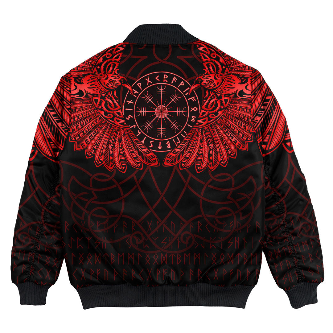 Viking Clothing Viking Odin's Celtic Two Ravens Red Version Bomber Jackets RLT12 - Wonder Print Shop