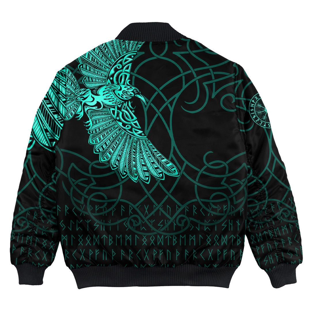 Viking Clothing Viking Odins Raven Tattoo Cyan Version Bomber Jackets RLT12 - Wonder Print Shop