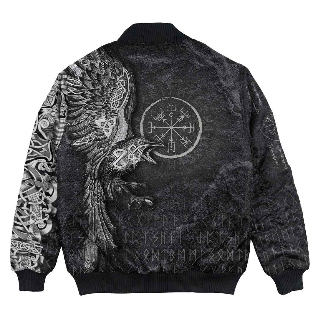 Viking Clothing Vegvisir With Raven Viking Compass Bomber Jackets RLT12 - Wonder Print Shop