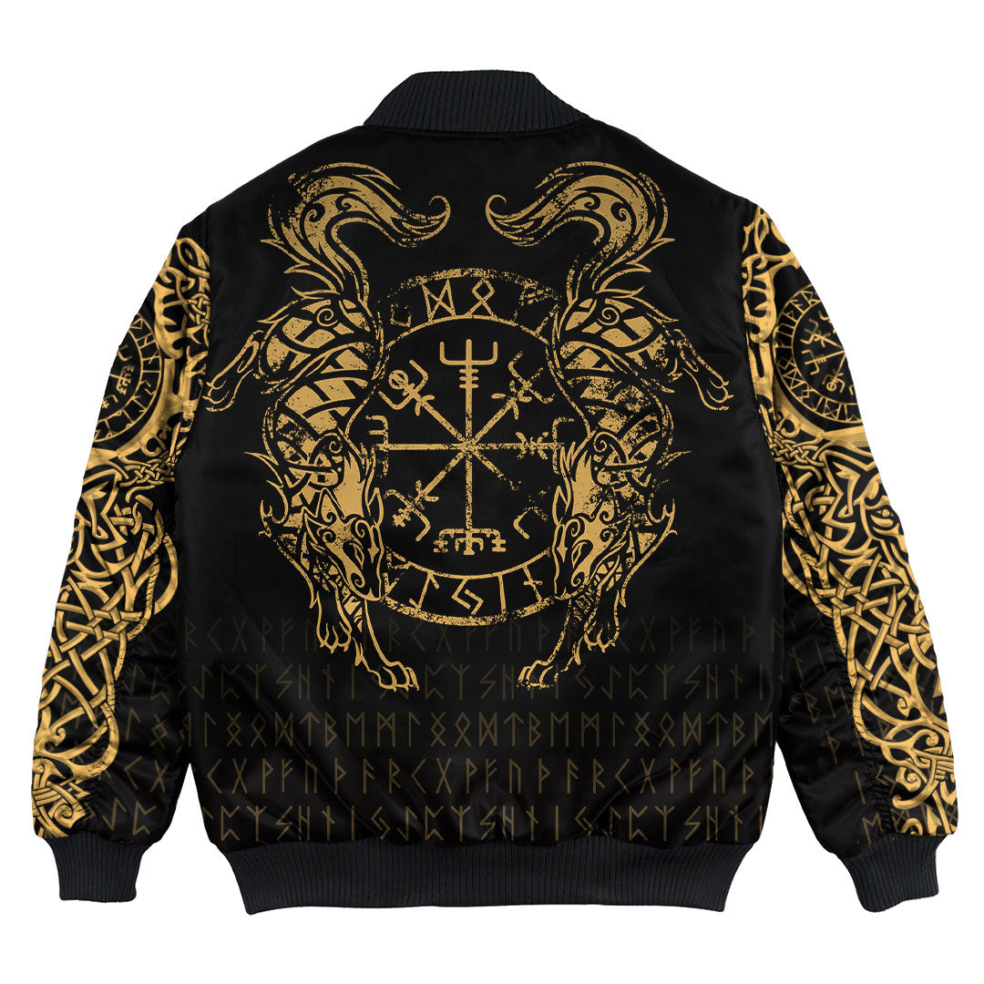 Viking Clothing Viking Compass Vegvisir Tattoo Gold Version Bomber Jackets RLT12 - Wonder Print Shop