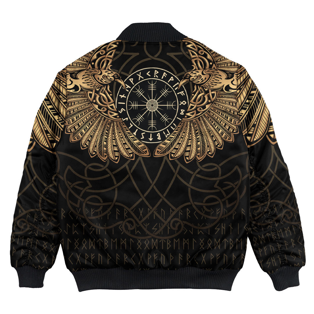 Viking Clothing Viking Odin's Celtic Two Ravens Gold Version Bomber Jackets RLT12 - Wonder Print Shop
