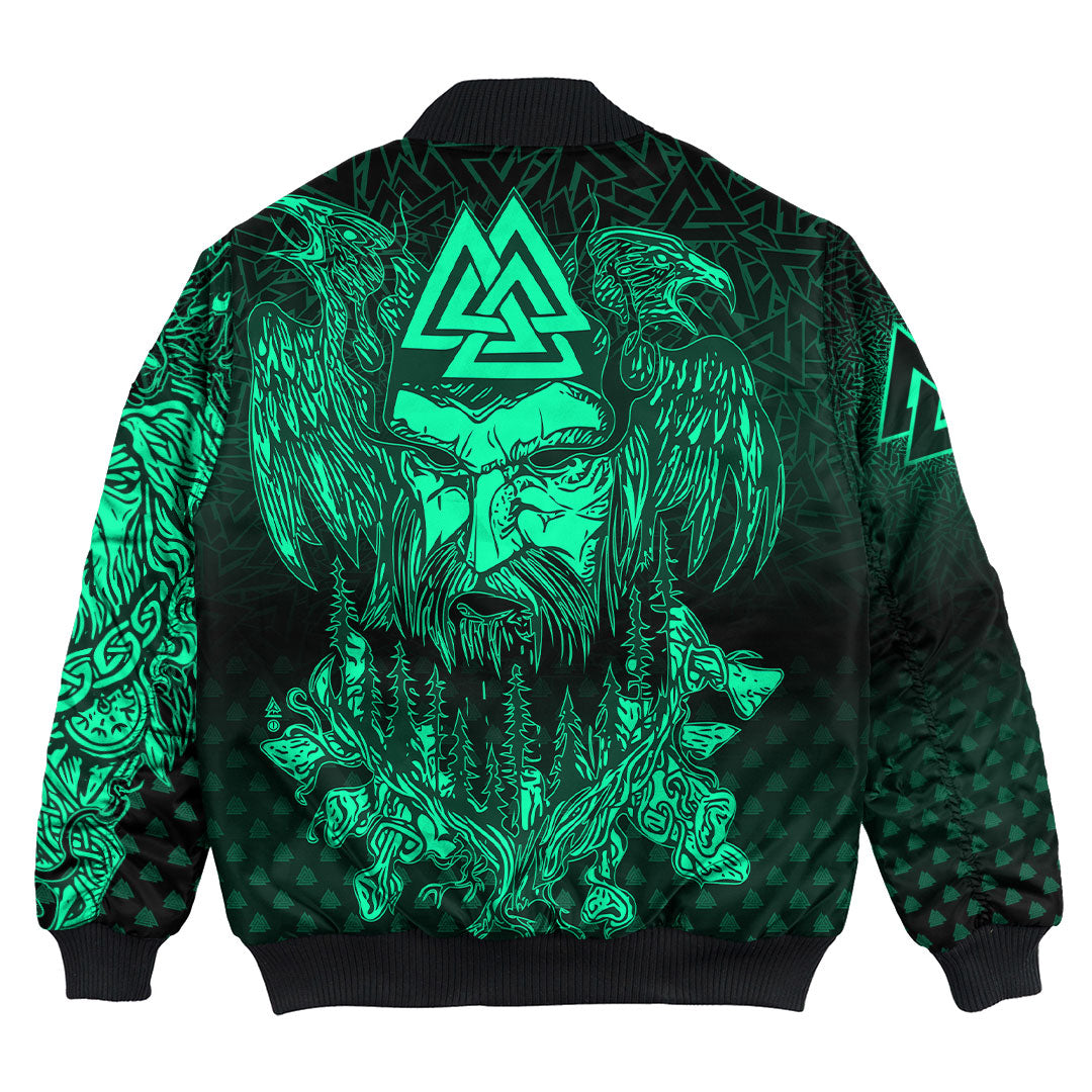 Viking Clothing Viking Odin Raven Tattoo Style Green Version Bomber Jackets RLT12 - Wonder Print Shop