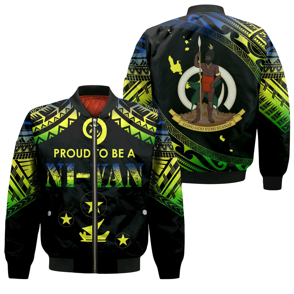 Vanuatu Proud To Be A Ni-Van - Polynesian Pattern Bomber Jacket - Malampa Province LT7 - Wonder Print Shop