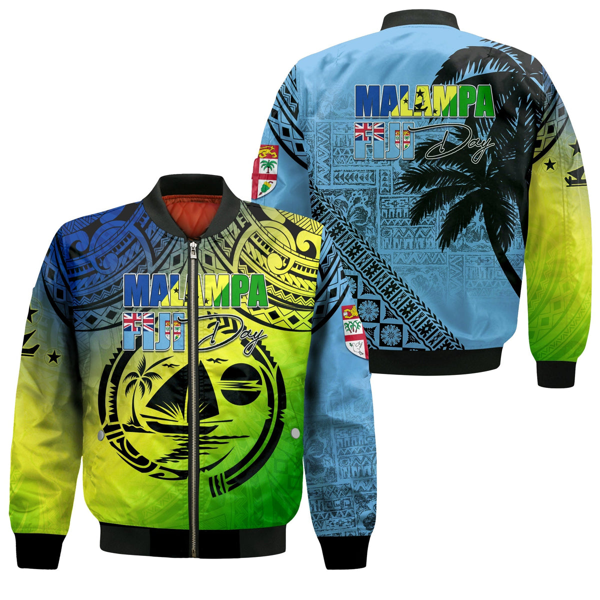 Malampa Fiji Day Bomber Jacket Flags Mix Style LT7 - Wonder Print Shop