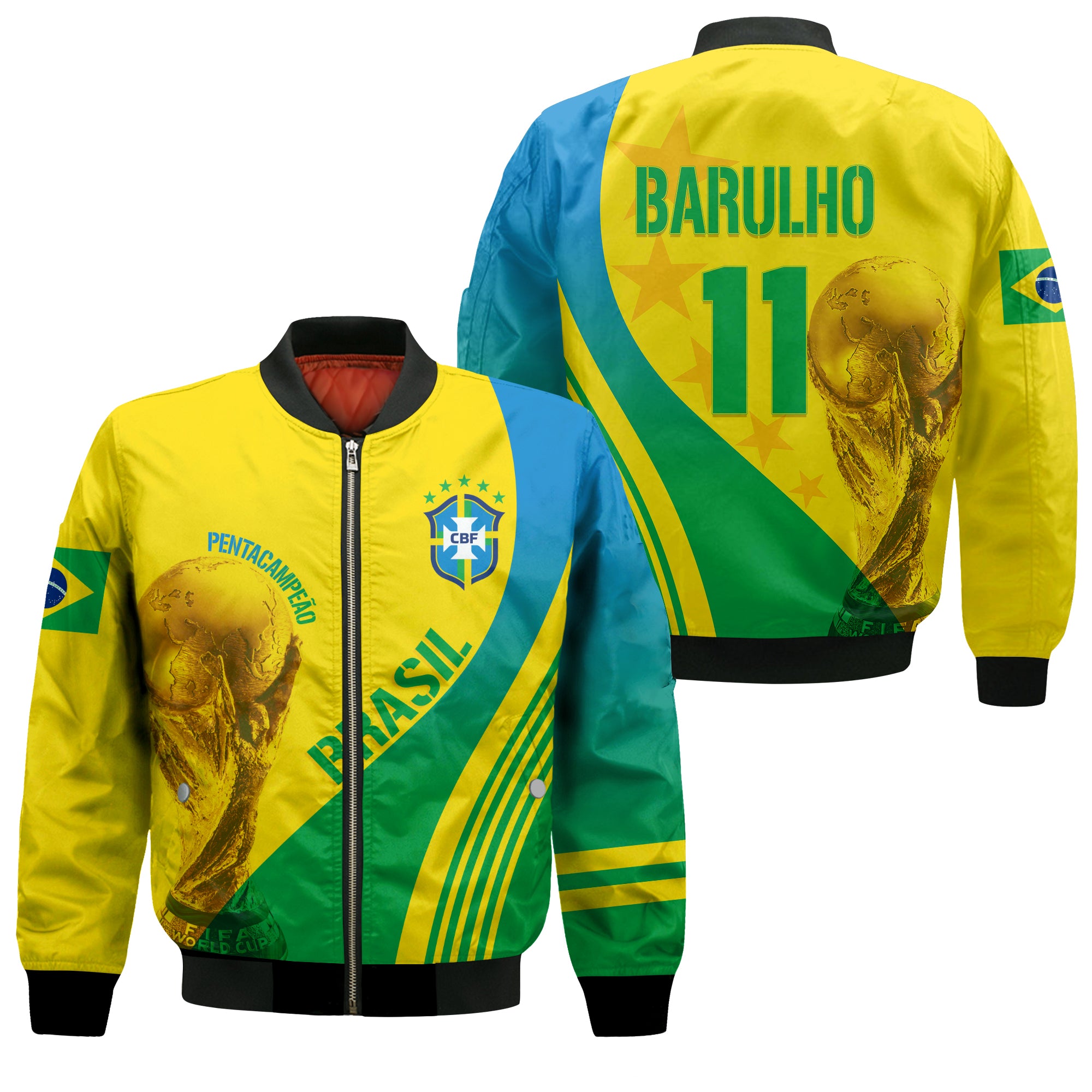 (BARULHO) Brazil Bomber Jacket World Cup 2022 Pentacampeao LT7