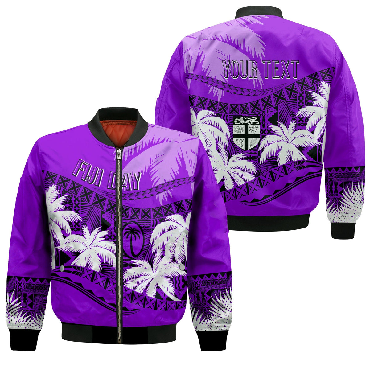 Personalised Fiji Day Bomber Jacket Flying Fijians Masi Kesa Style - Violet LT7 - Wonder Print Shop