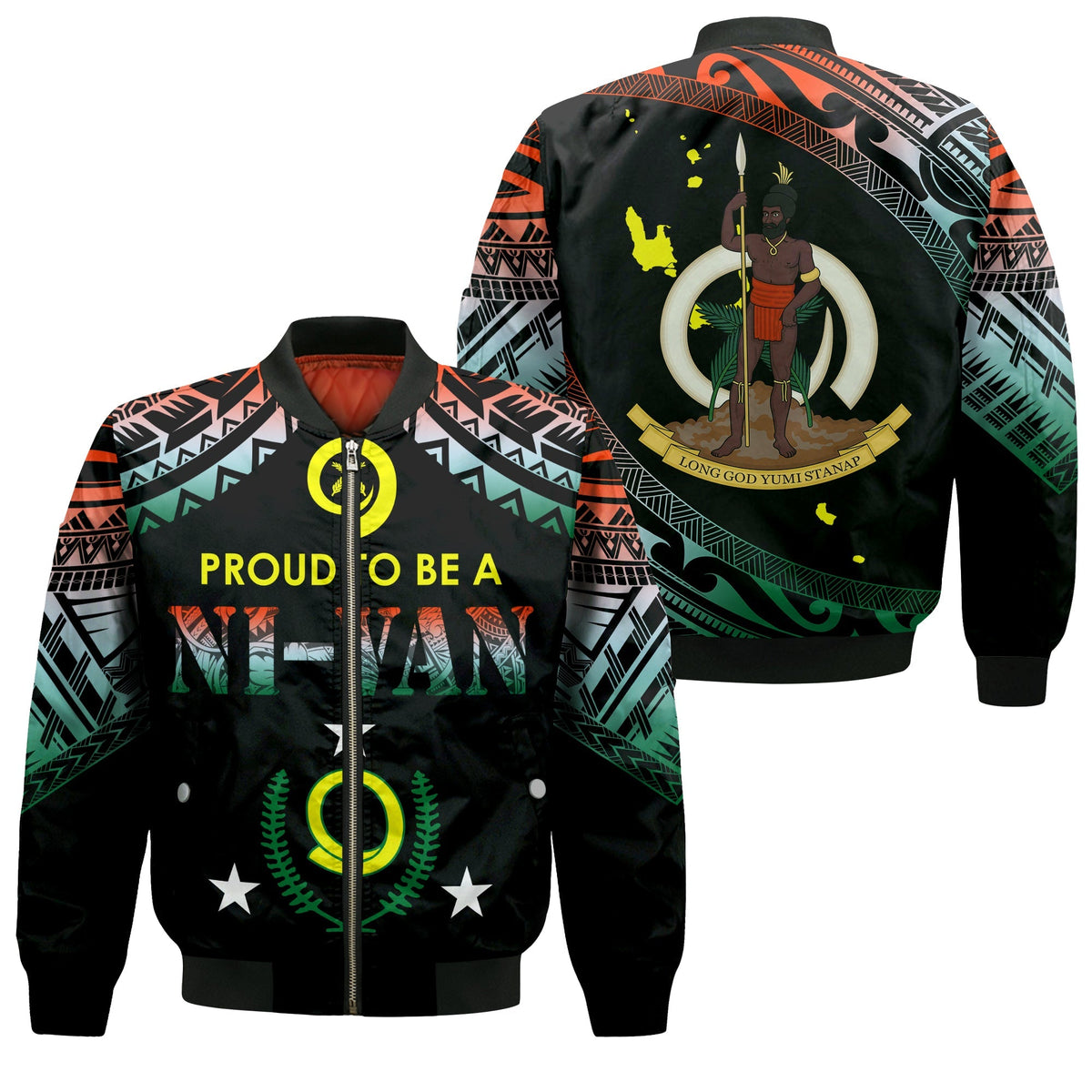Vanuatu Proud To Be A Ni-Van - Polynesian Pattern Bomber Jacket - Penama Province LT7 - Wonder Print Shop
