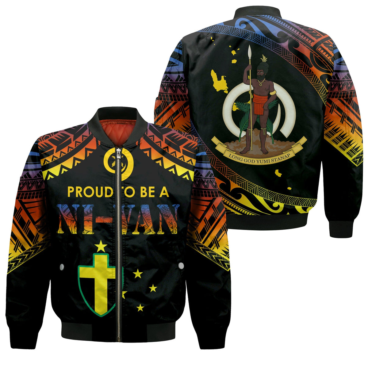 Vanuatu Proud To Be A Ni-Van - Polynesian Pattern Bomber Jacket - Tafea Province LT7 - Wonder Print Shop