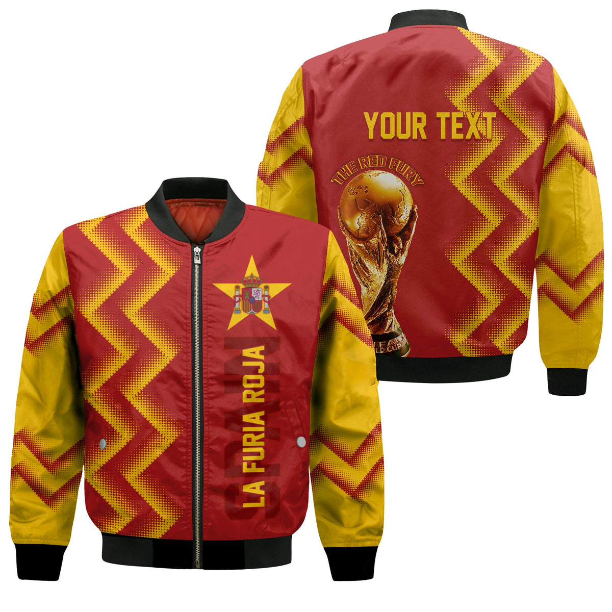 Personalised Spain World Cup 2022 Bomber Jacket The Red Fury LT7 - Wonder Print Shop