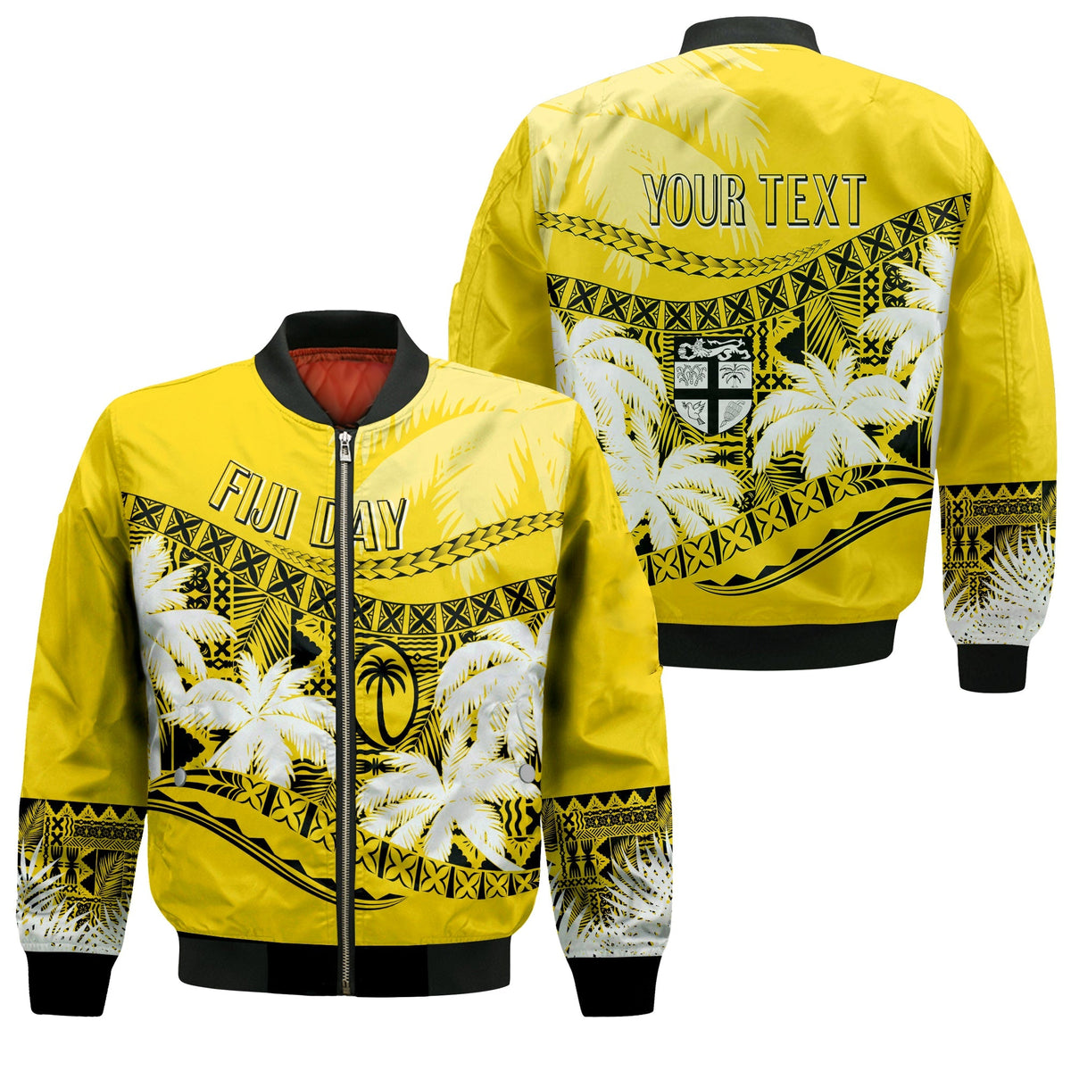 Personalised Fiji Day Bomber Jacket Flying Fijians Masi Kesa Style - Gold LT7 - Wonder Print Shop