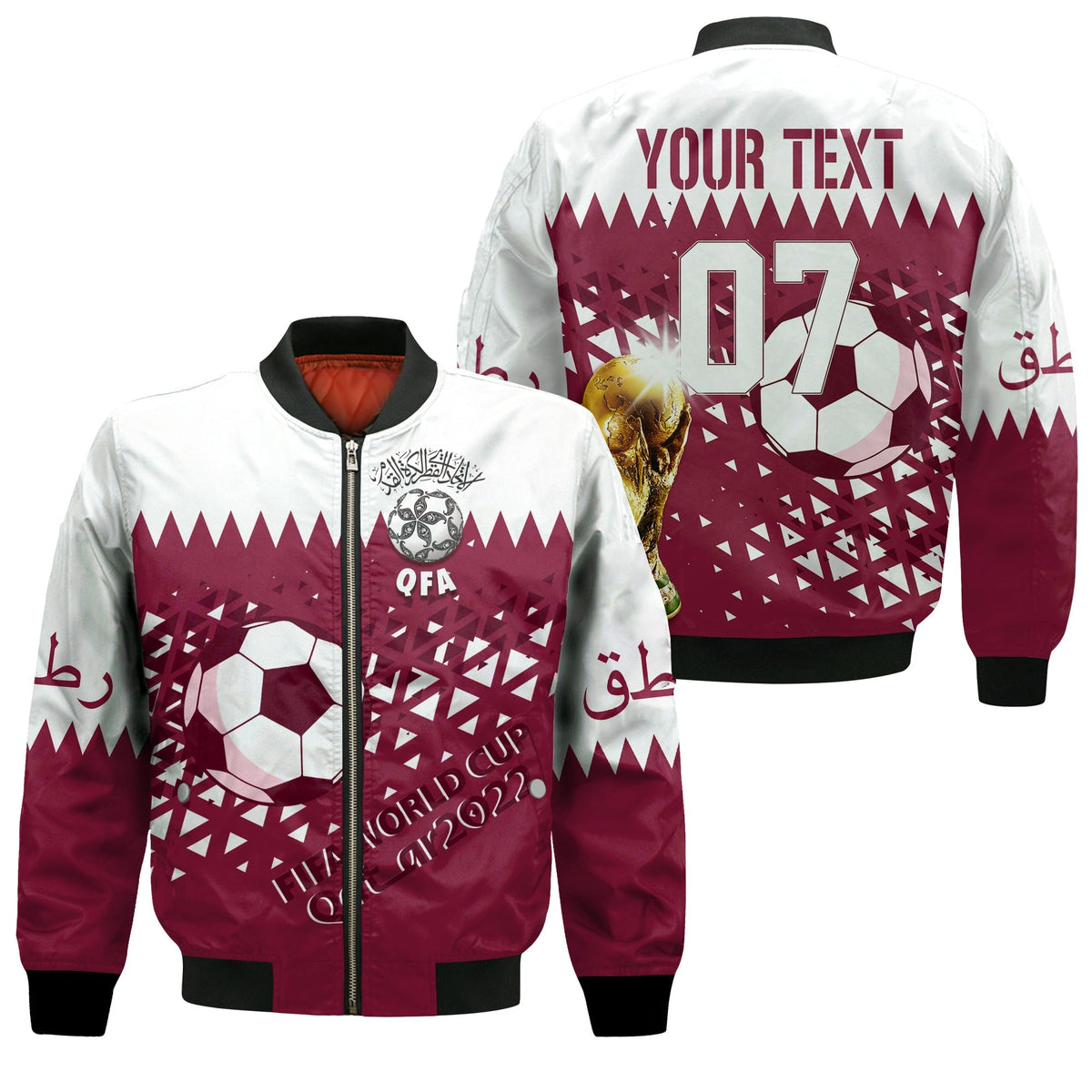 Personalised Qatar Bomber Jacket World Cup 2022 Sporty Vibes LT7 - Wonder Print Shop