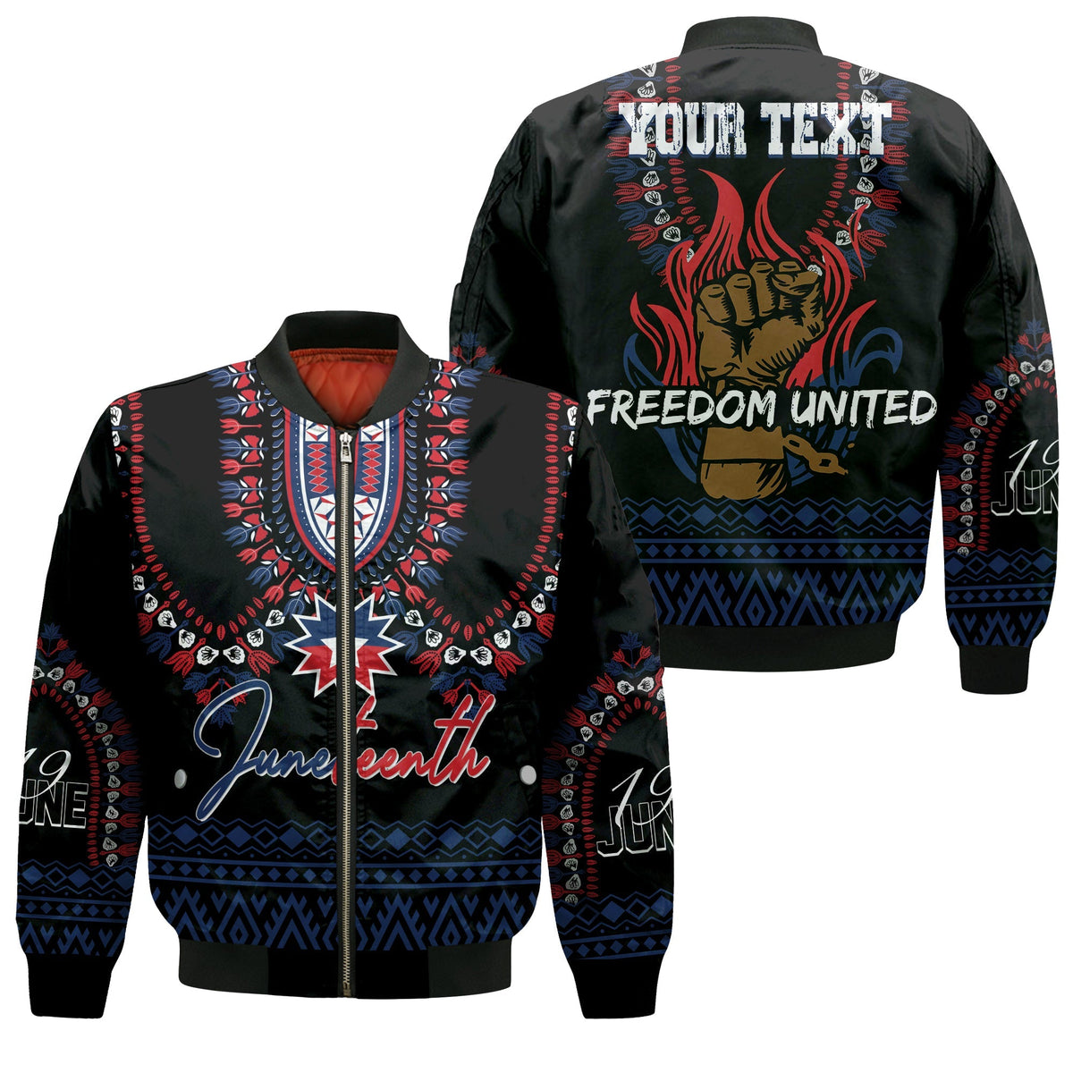 Juneteenth Dashiki Personalised Bomber Jacket Freedom United LT7 - Wonder Print Shop