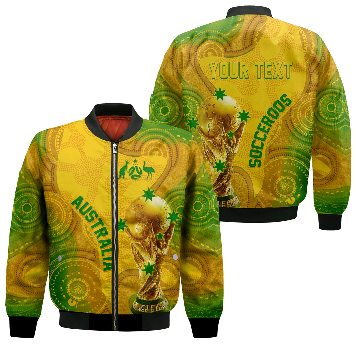 Personalised Australia Soccer WC 2022 Bomber Jacket Aboriginal Socceroos LT7 - Wonder Print Shop