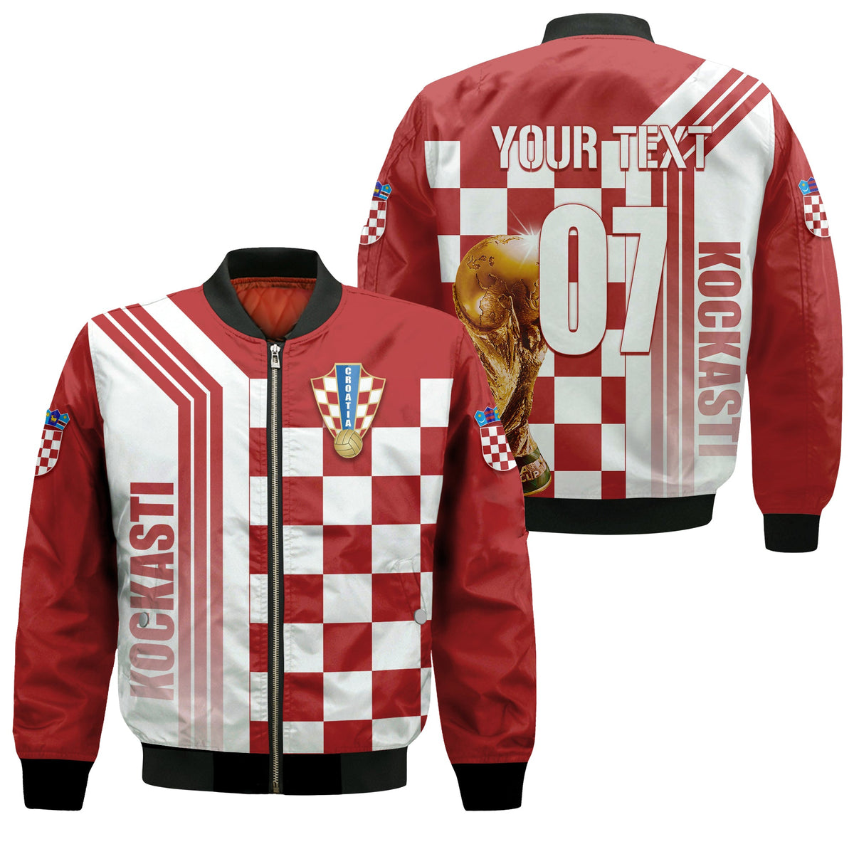 Personalised Croatia World Cup 2022 Bomber Jacket Kockasti LT7 - Wonder Print Shop