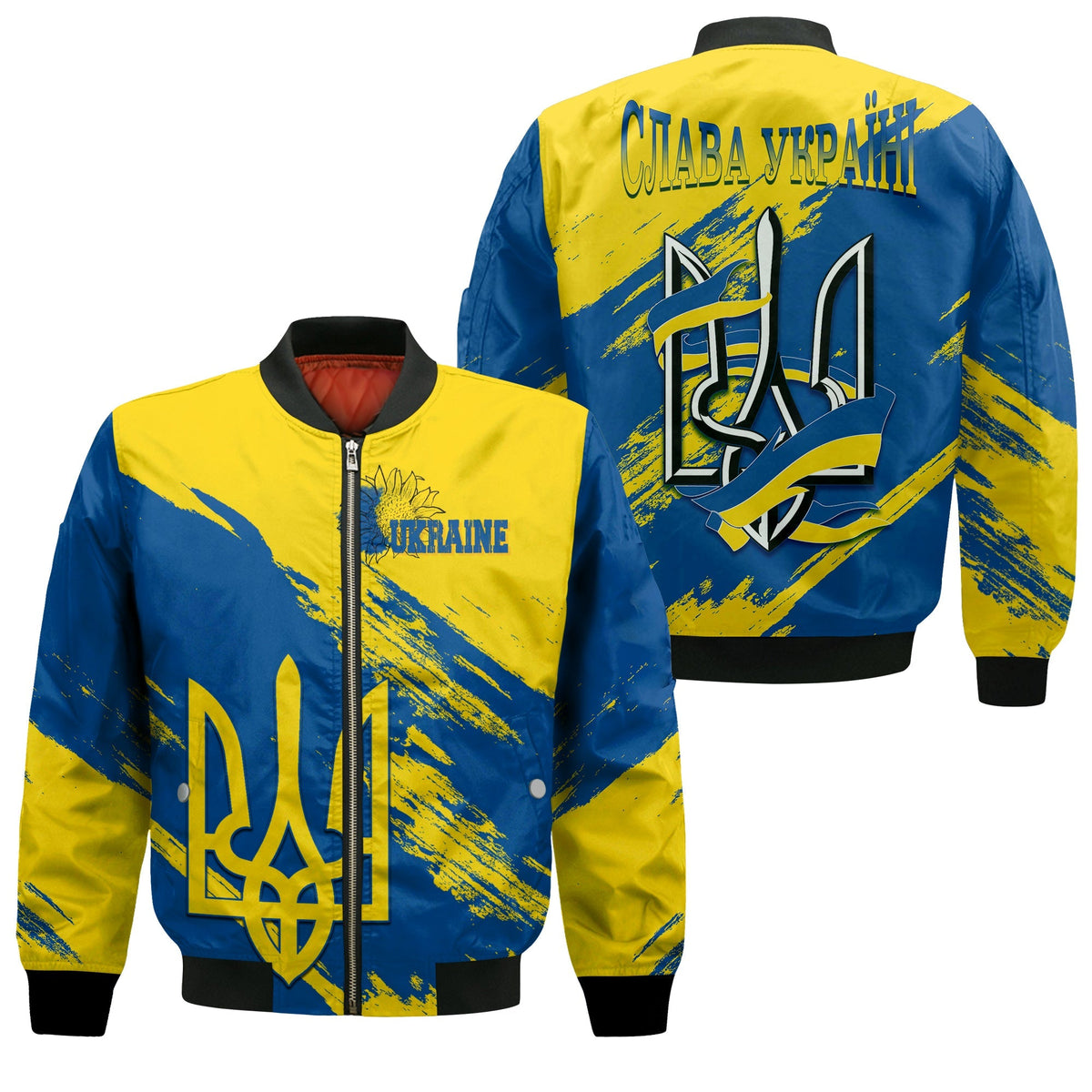 Ukraine Bomber Jacket Slava Ukraini Grunge Style LT7 - Wonder Print Shop