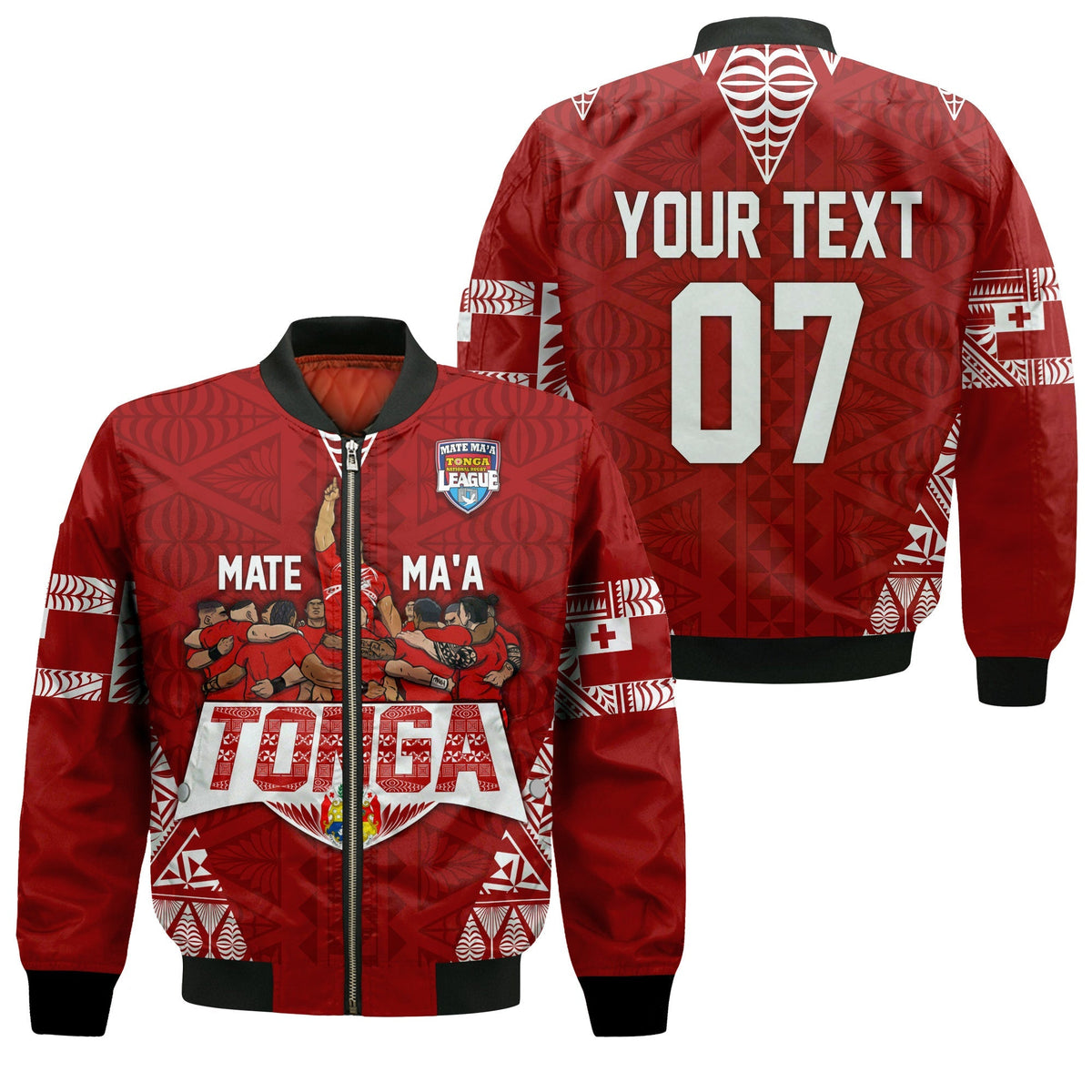 Personalised Tonga Rugby Bomber Jacket Mate Ma'a Tonga Warriors LT7 - Wonder Print Shop
