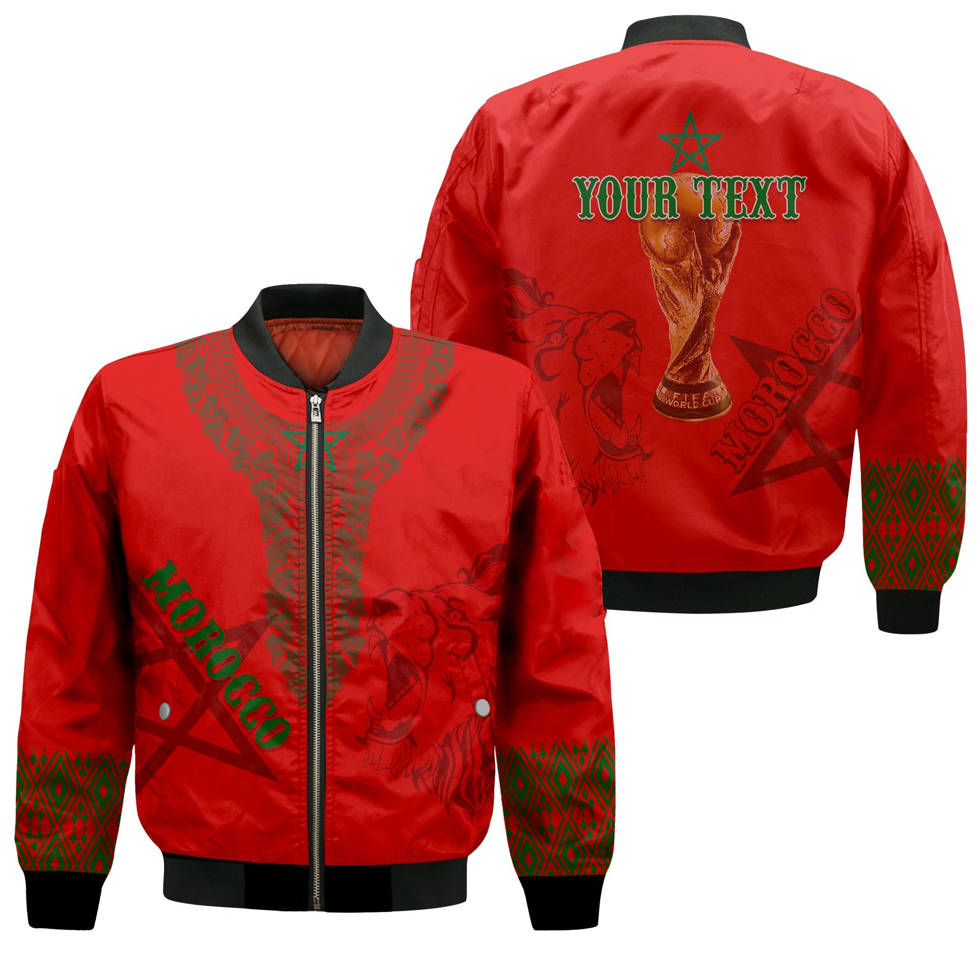 Personalised Morocco Soccer World Cup 2022 Bomber Jacket Kaftan Style LT7 - Wonder Print Shop