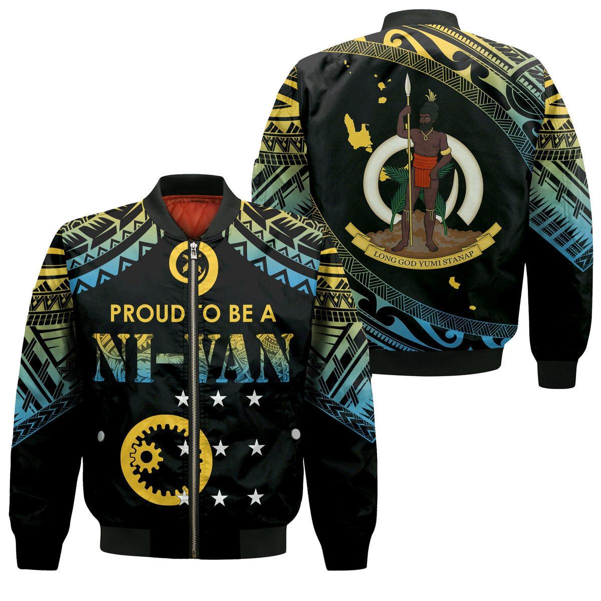 Vanuatu Proud To Be A Ni-Van - Polynesian Pattern Bomber Jacket - Sanma Province LT7 - Wonder Print Shop