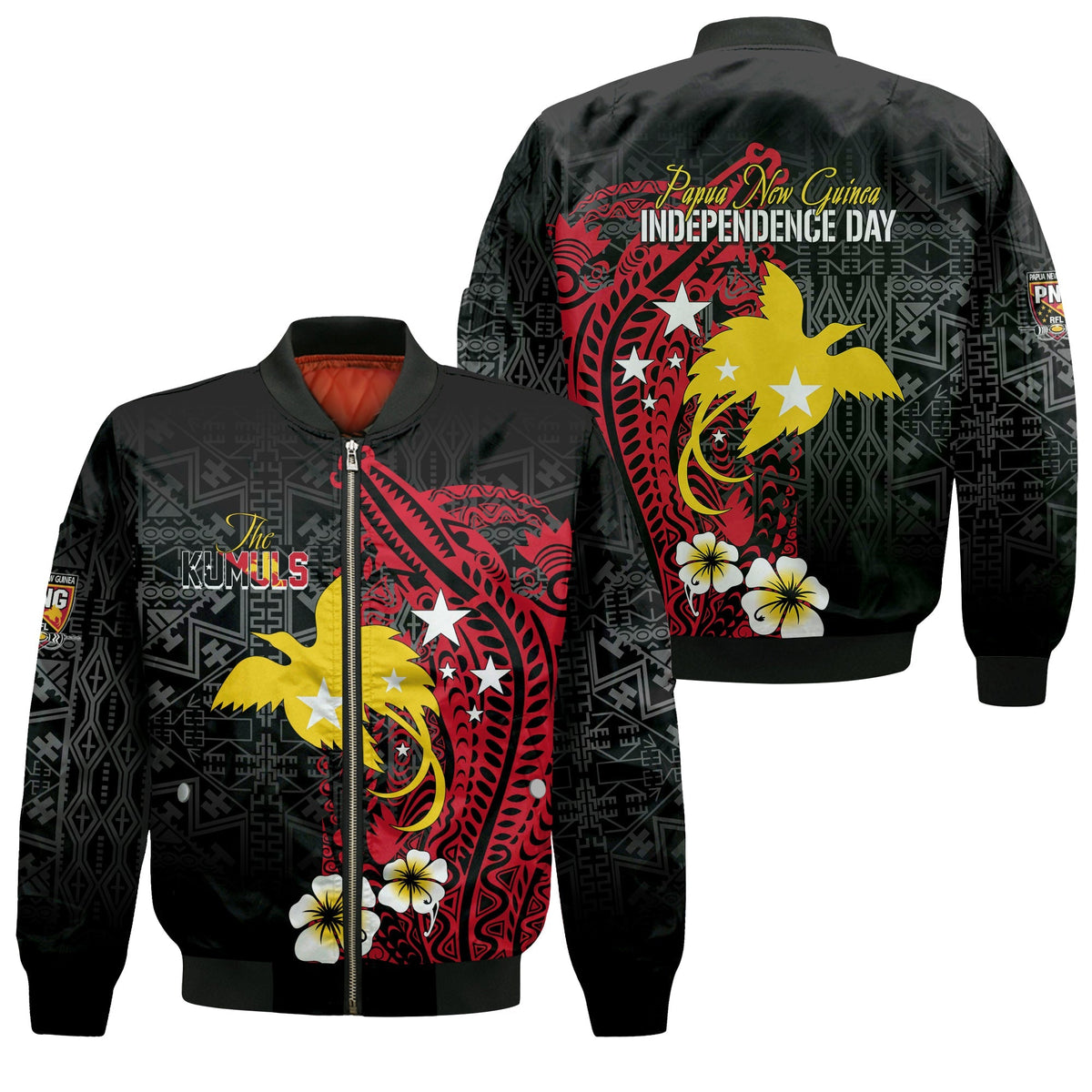 Papua New Guinea Independence Bomber Jacket PNG Kumuls - Tribal Crocodile LT7 - Wonder Print Shop