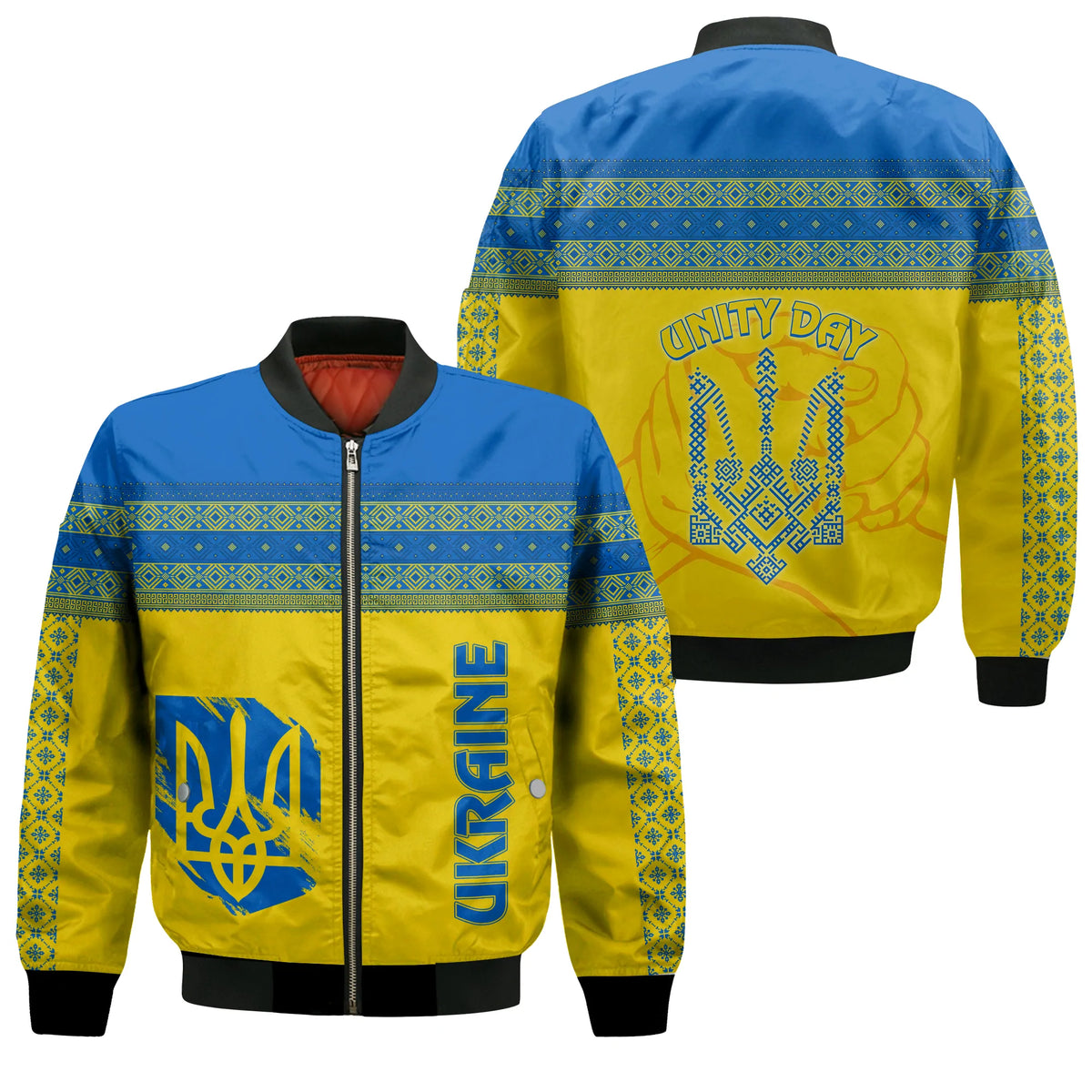 Ukraine Unity Day Bomber Jacket Folk Style LT7 - Wonder Print Shop