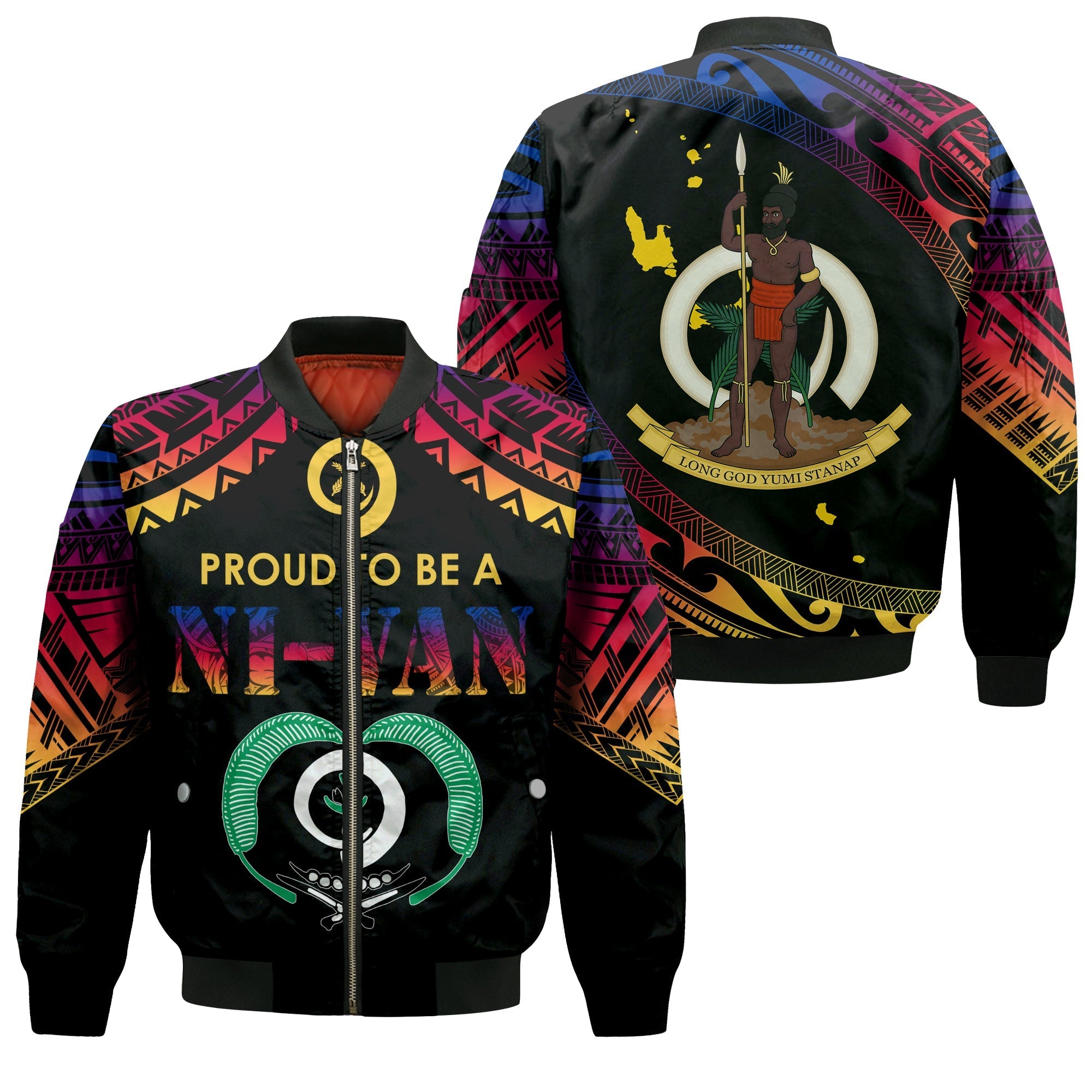 Vanuatu Proud To Be A Ni-Van - Polynesian Pattern Bomber Jacket - Torba Province LT7 - Wonder Print Shop