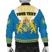 (Custom Personalised) Sweden Bomber Jacket Swedish Coat Of Arms With Scandinavian Flowers - Wonder Print Shop