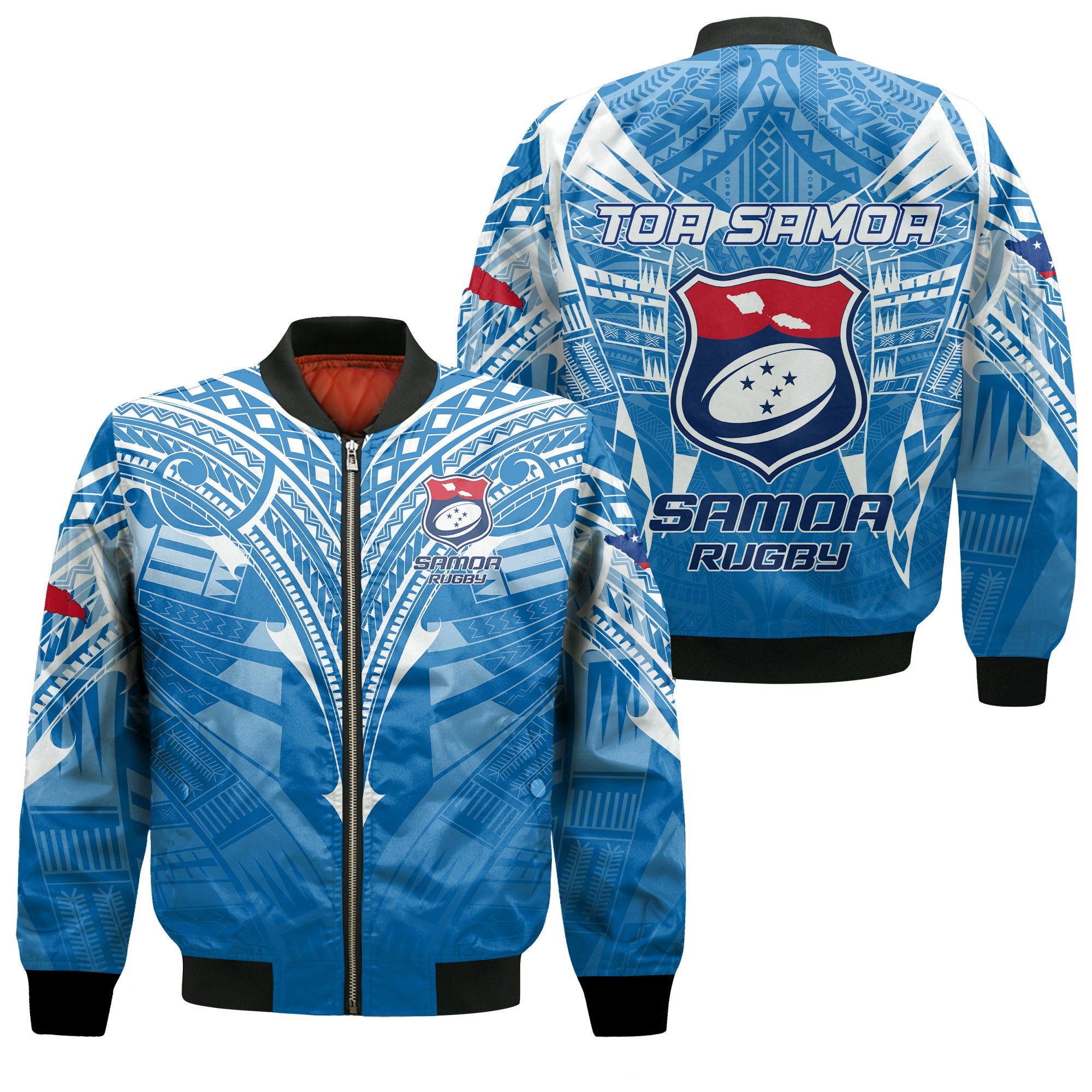 Samoa Rugby Toa Samoa Blue Style Bomber Jacket LT2 - Wonder Print Shop