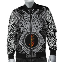 Viking Bomber Jacket Fehu Rune, Raven Tattoo RLT12 - Wonder Print Shop