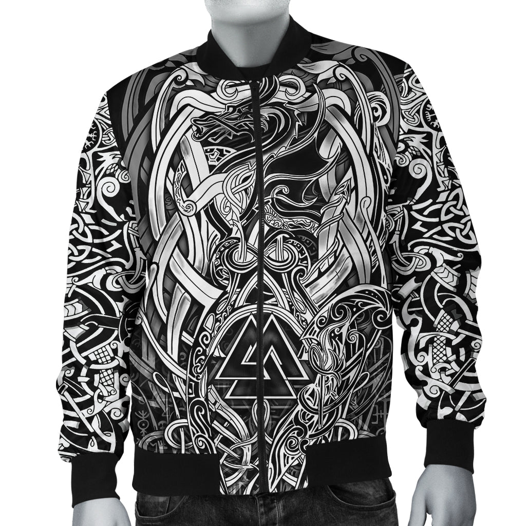 Viking Bomber Jacket Valknut and Dragon Tattoo RLT12 - Wonder Print Shop