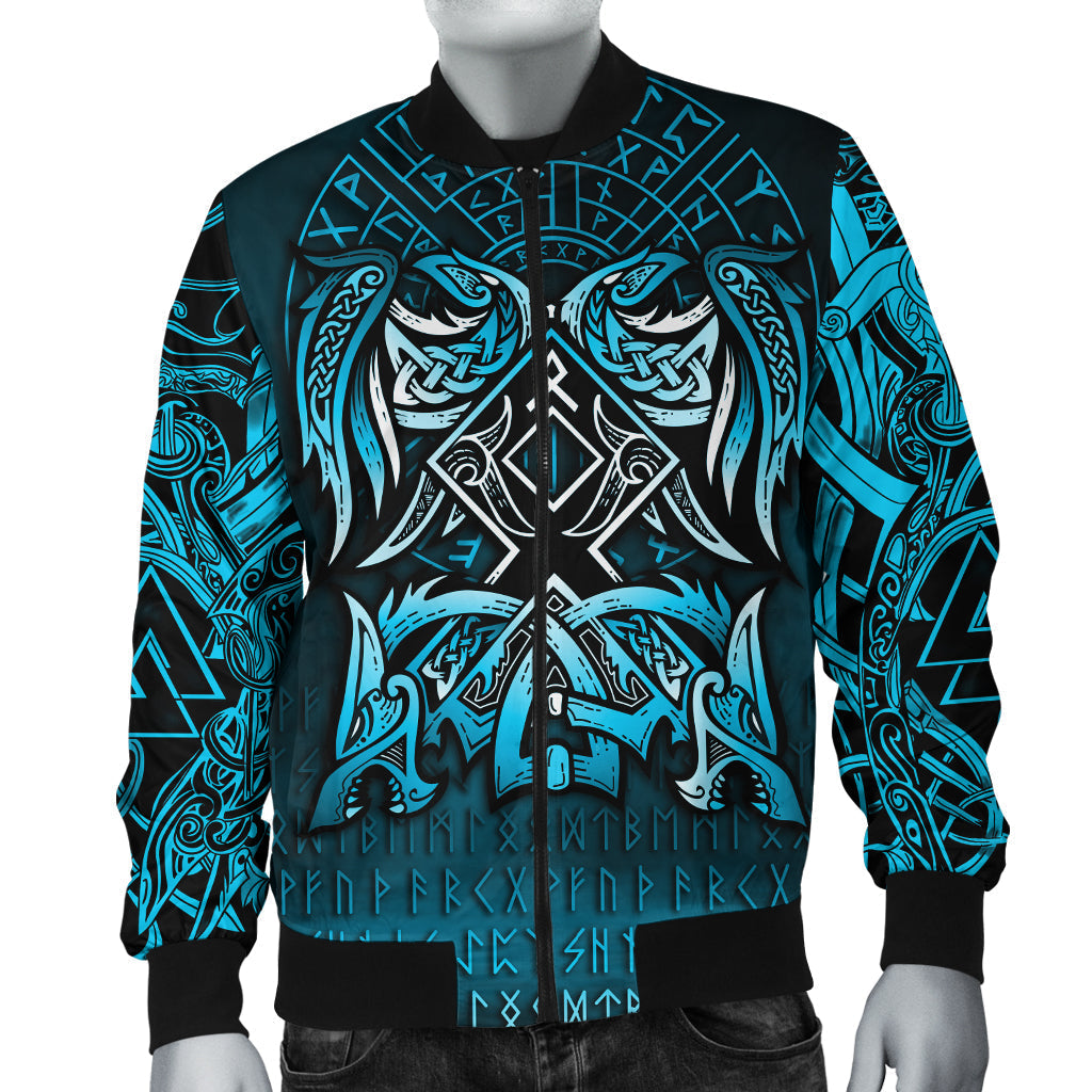 Viking Bomber Jacket Othala and Raven Blue RLT12 - Wonder Print Shop